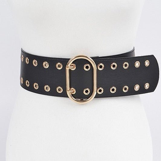 Faux Leather Eyelet Waist Belt1