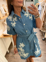 Denim Embroidered Detail Dress