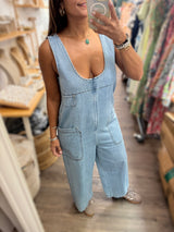 Light Denim Front Zipper Jumper