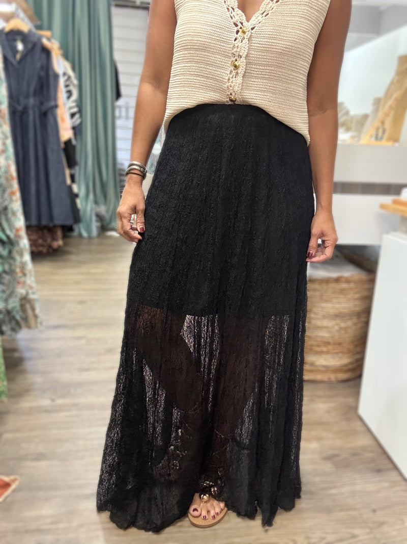 Black Lace Maxi Skirt
