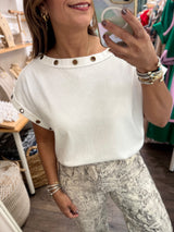 White Grommet Detail Top