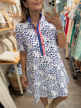 Blue Mix Neck Detail Dress