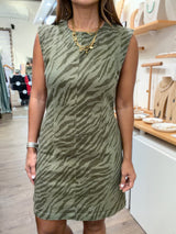 Olive Zebra Shift Dress
