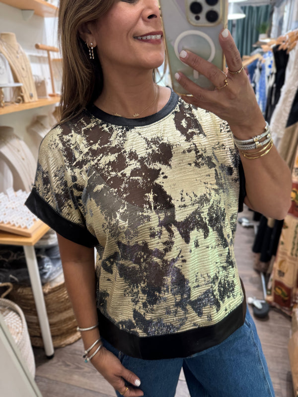 Black & Gold Metallic Top