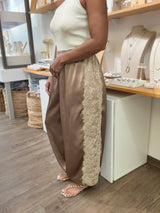 Mocha Lace Detail Harem Pants