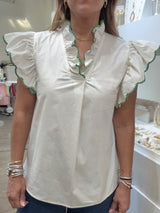 Ivory Trim Detail Top