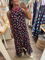 Red Print Asymmetrical Hem Dress