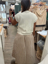 Almond Checkered Maxi Dress w/ Top