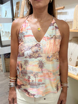 Sunset Print Racerback Cami Top