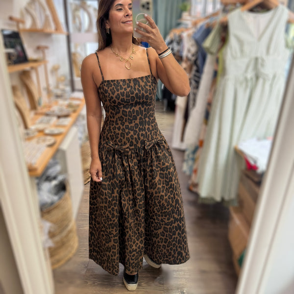 Denim Leopard Print Dress