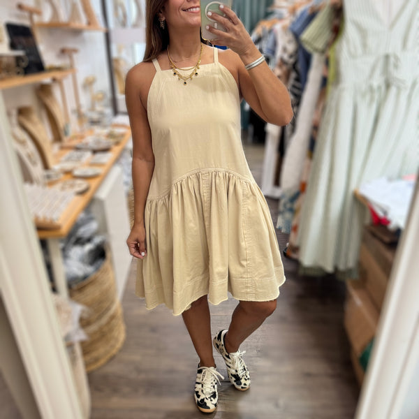 Ivory Contrast Stitch Jumper Dress