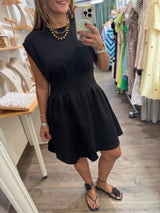 Black Cinched Waist Dress
