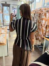 Black Stripes Asymmetrical Top