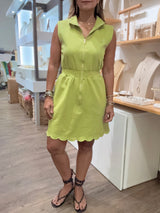 Lime Scalloped Hem Dress
