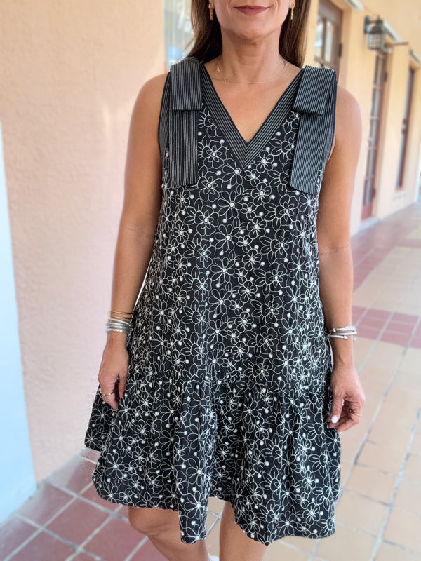 Black & White Embroidered Detail Dress