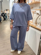 Blue Side Stripe Top & Pant Set