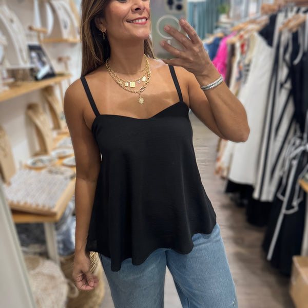 Black Flowy Cami Top