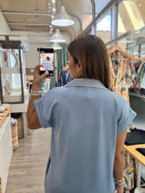 Denim Blue Neck Detail Dress