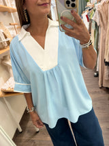 Light Blue Collared Top
