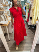 Red Front Zipper Dress