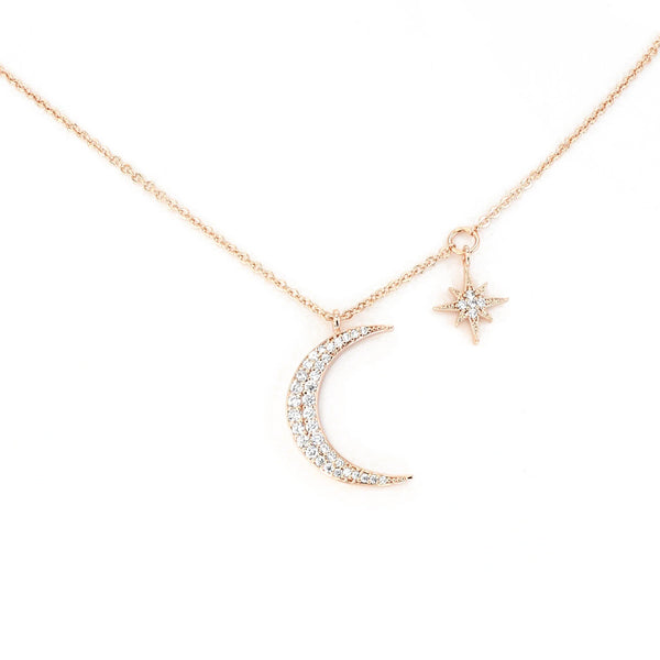 Rose Gold Moon & Star Necklace (NQ)