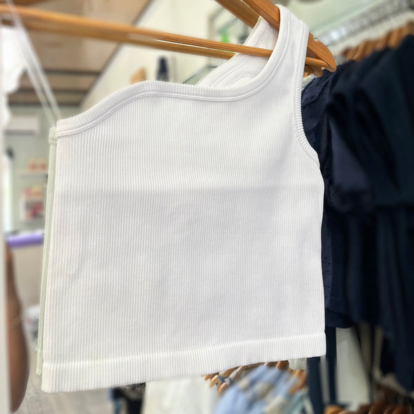One Shoulder Ribbed Top