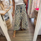 Blue Mix Smocked Waist Skirt