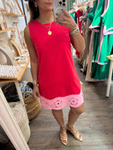 Red & Pink Scalloped Hem Dress
