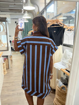 Blue & Brown Stripes Dress