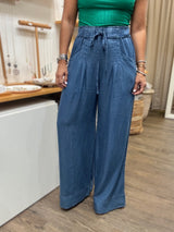 Denim Blue Drawstring Tencel Pant