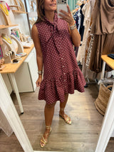 Burgundy Tiny Dots Dress