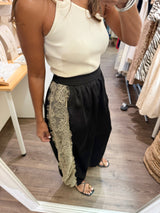 Black Lace Detail Harem Pants