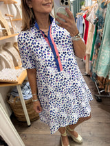 Blue Mix Neck Detail Dress