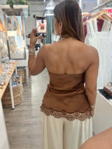 Chocolate Strapless Lace Top