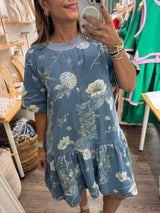 Denim Floral Print Dress