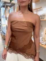 Chocolate Strapless Lace Top