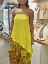 Chartreuse Strapless Asymmetrical Top & Pant Set