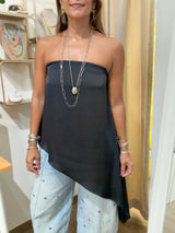 Black Asymmetrical Strapless Top