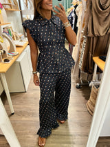 Navy Multi Dots Top & Pant Set