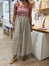 Brick & Olive Contrast Stripes Dress