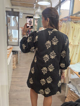 Black & Taupe Embroidered Dress