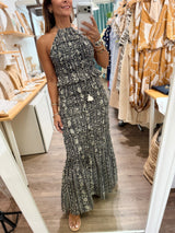 Printed Smocked Halter Top & Skirt Set