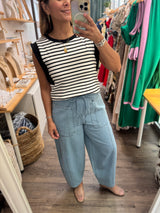 Light Denim Drawstring Jeans