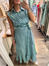 Green & Blue Striped Dress
