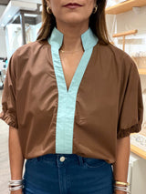 Brown & Brown V-Neck Top