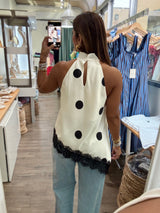 Polka Dots Asymmetrical Hem Top
