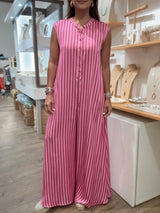Pink/Fuchsia Stripes Oversized Jumpsuit