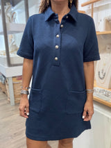 Navy Front Pockets Dress