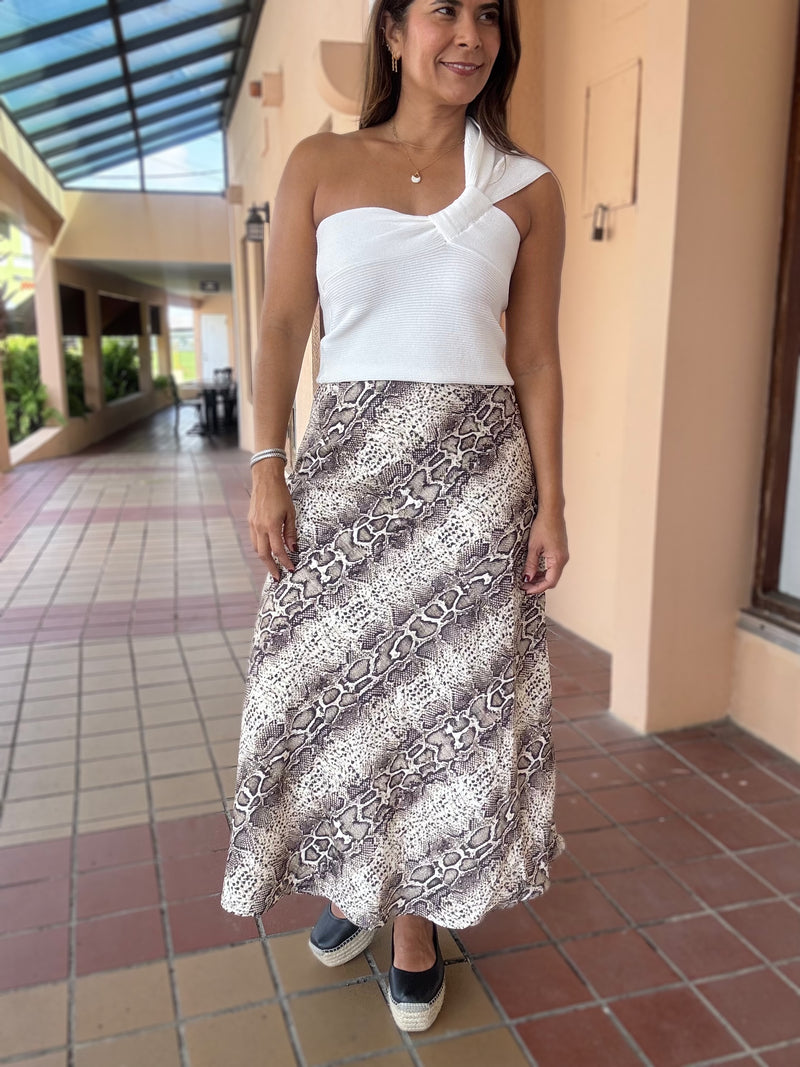 Snake Print Midi Skirt