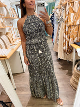 Printed Smocked Halter Top & Skirt Set